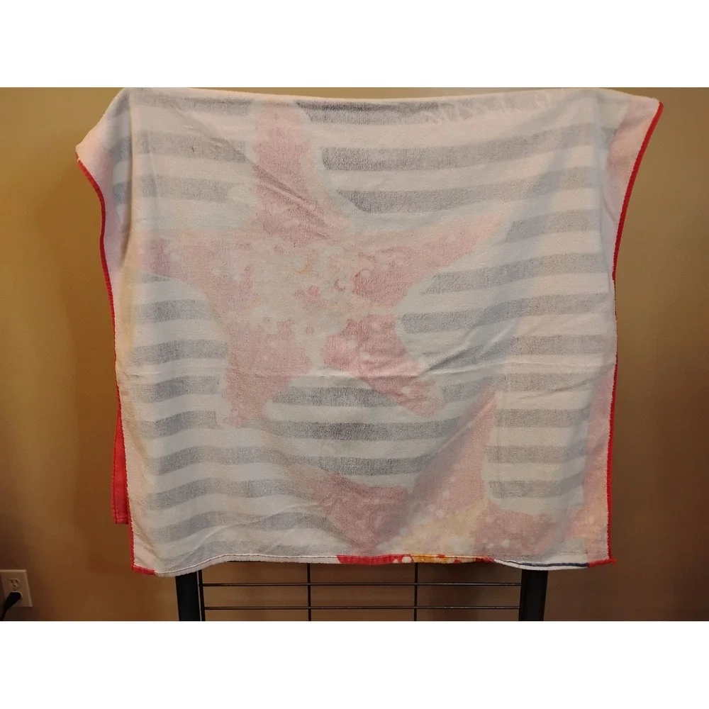 Tommy Hilfiger Starfish Striped Beach Towel Red White Blue 60x35